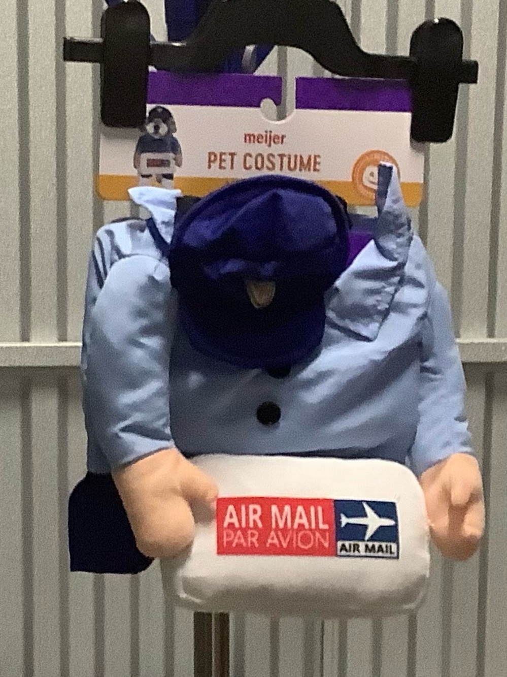 Blue Air Mail Postal Pet Costume with Mailbag size medium